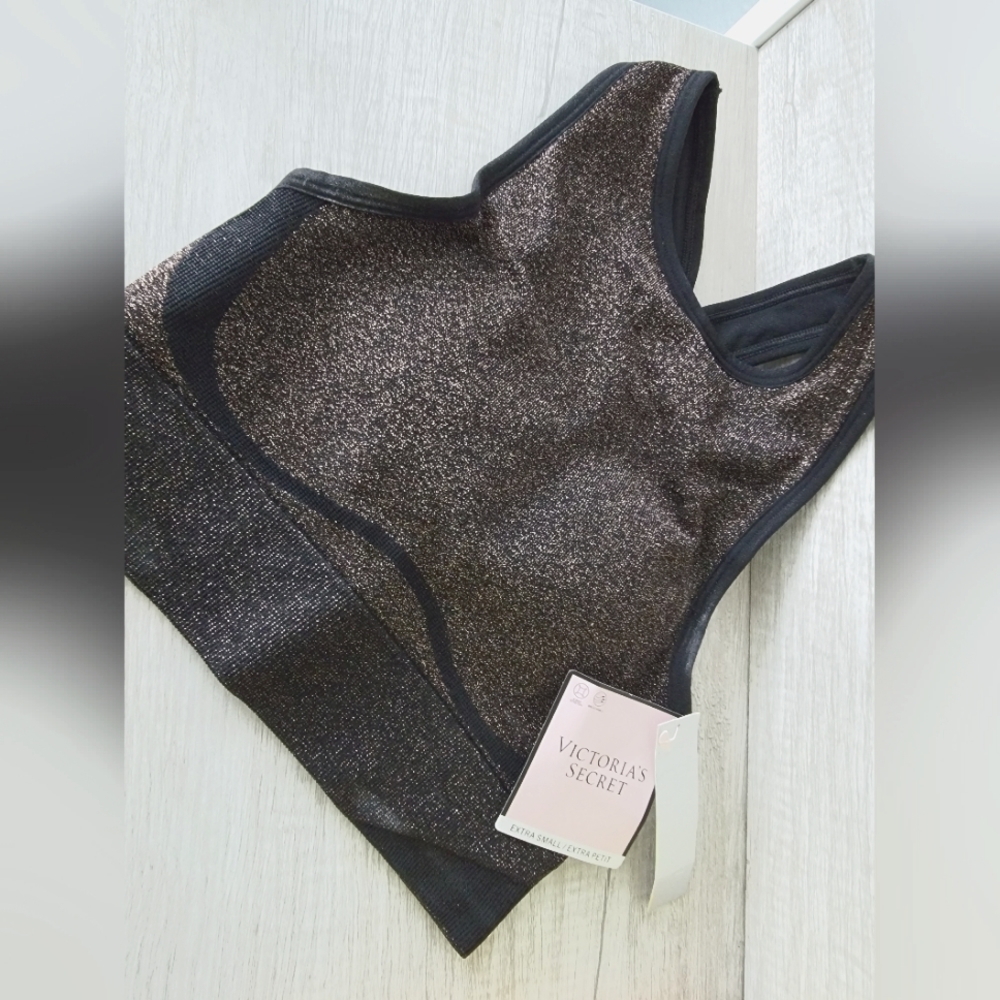 Victoria's Secret Seamless High-Neck Sports Bra Pink Shimmer XS